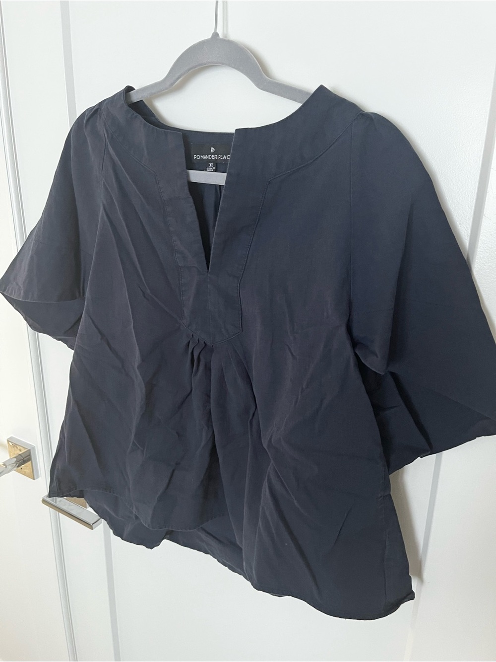Pomander Place Navy Split V-Neck Tunic Top